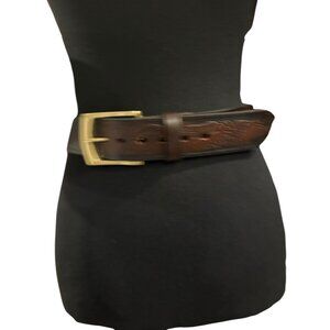 Wrangler Size 42 Embossed Tooled Eagle Brown Black Leather Mens Belt